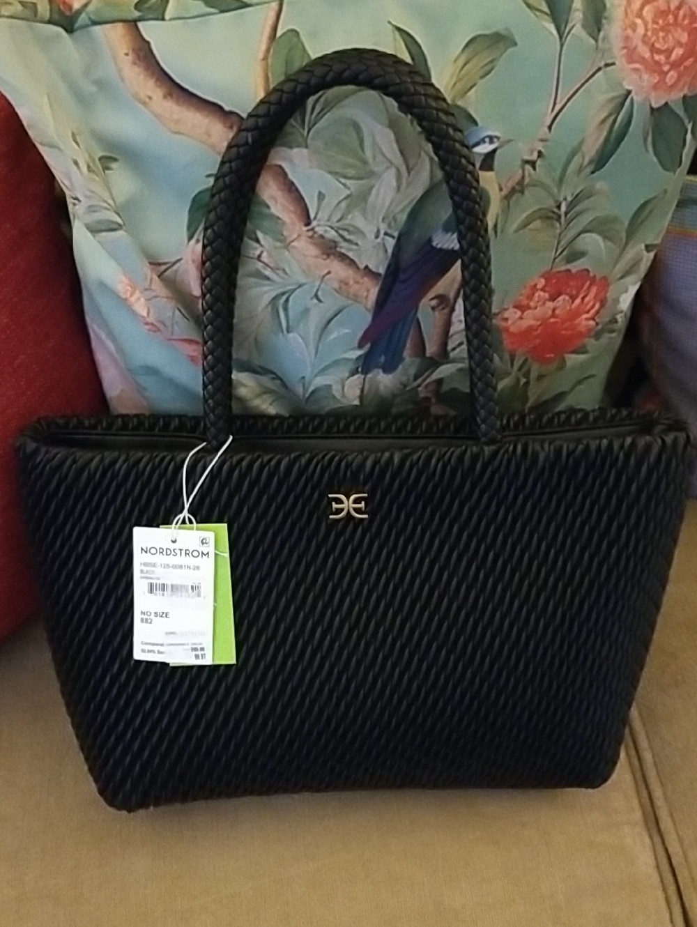 Sam Edelman Black Braided Tote with Gold Logo